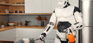 robot humanoïde qui fait le menage